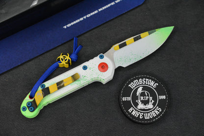 NEW Microtech LUDT Gen-III S/E - “Caution Tape” White Slime Ghostbuster Special Edition