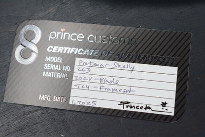 RARE Prince Customs Protean SKELLY Ti / 20CV Hand Ground USA MADE w/ COA SN 263