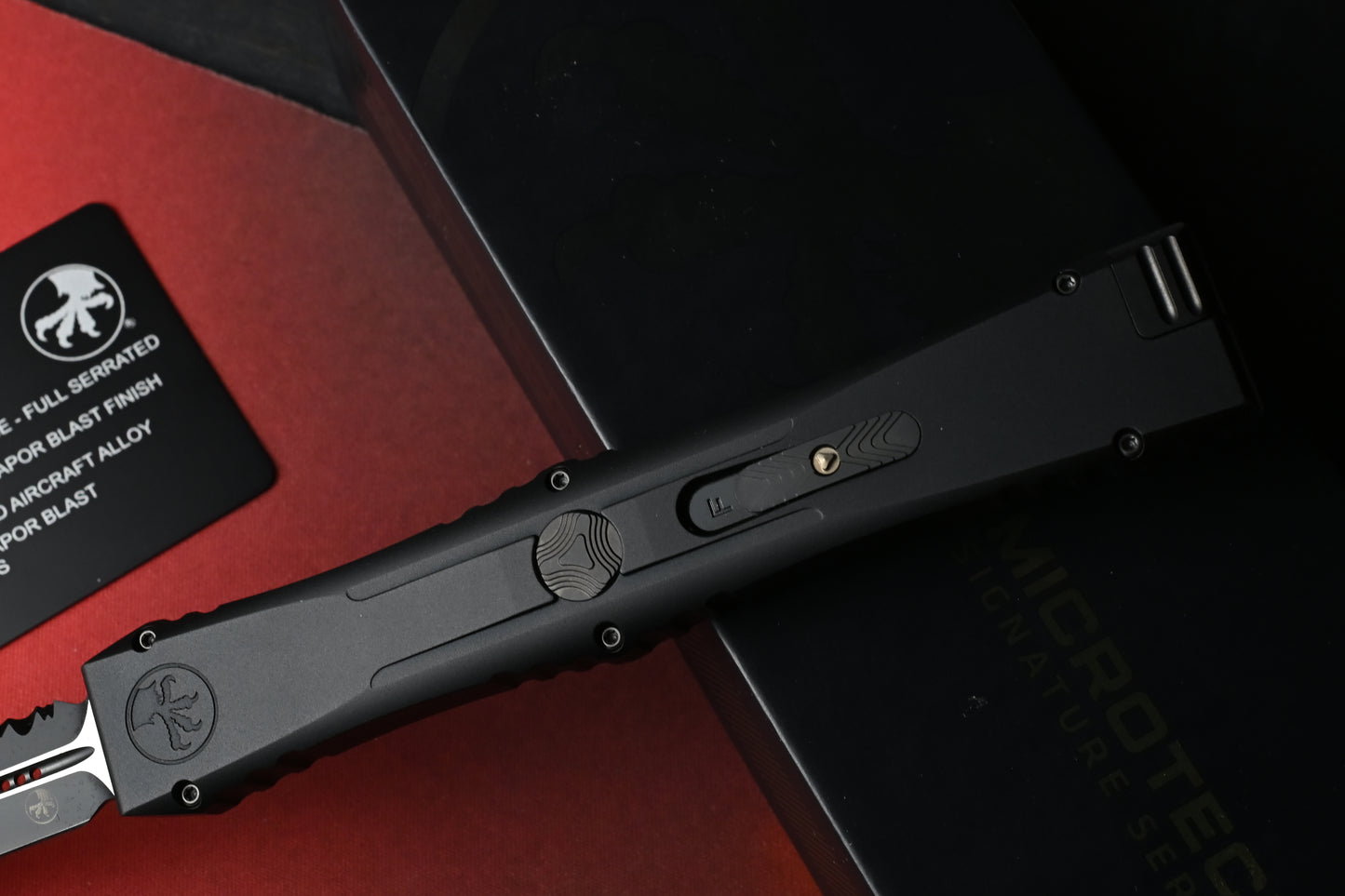 RARE Microtech Nemesis IV Black DLC Double Vapor Blast - D/E Full Serrated 08/2026