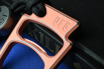 NEW OEGEDC Keystone Lite Brass Distressed Orange Bottle Opener w/ F**k Face Bead
