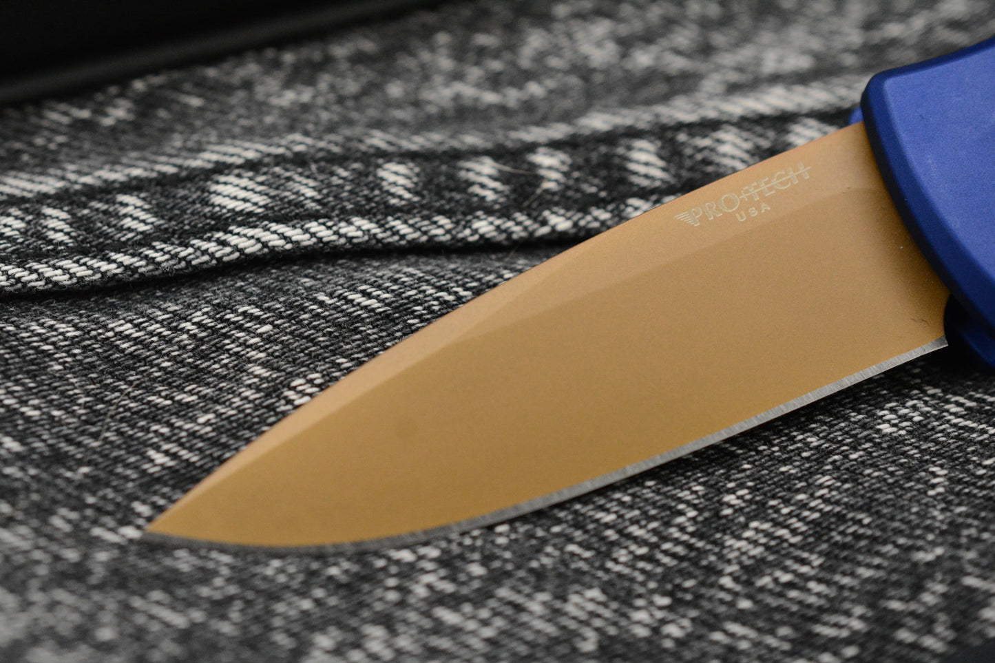 NEW ProTech Duke II Ltd Heritage Auto - Dark Navy Blue Aluminum Handle/ Tan PVD Magnacut Blade