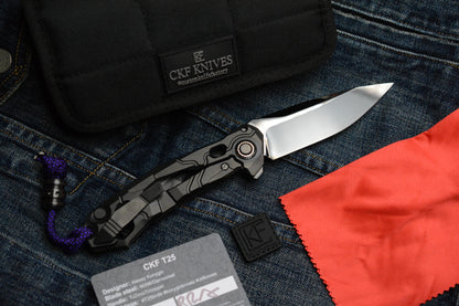 NEW Custom Knife Factory T25 DLC Milled Ti / Polished DLC M398 w/Zirc Droid Bead SN#003