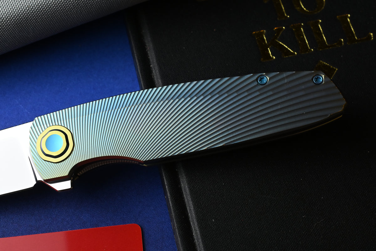 NEW Holt Bladeworks Outlaw - Ti Bent Sunburst Burnished /Near Mirror Bohler M390