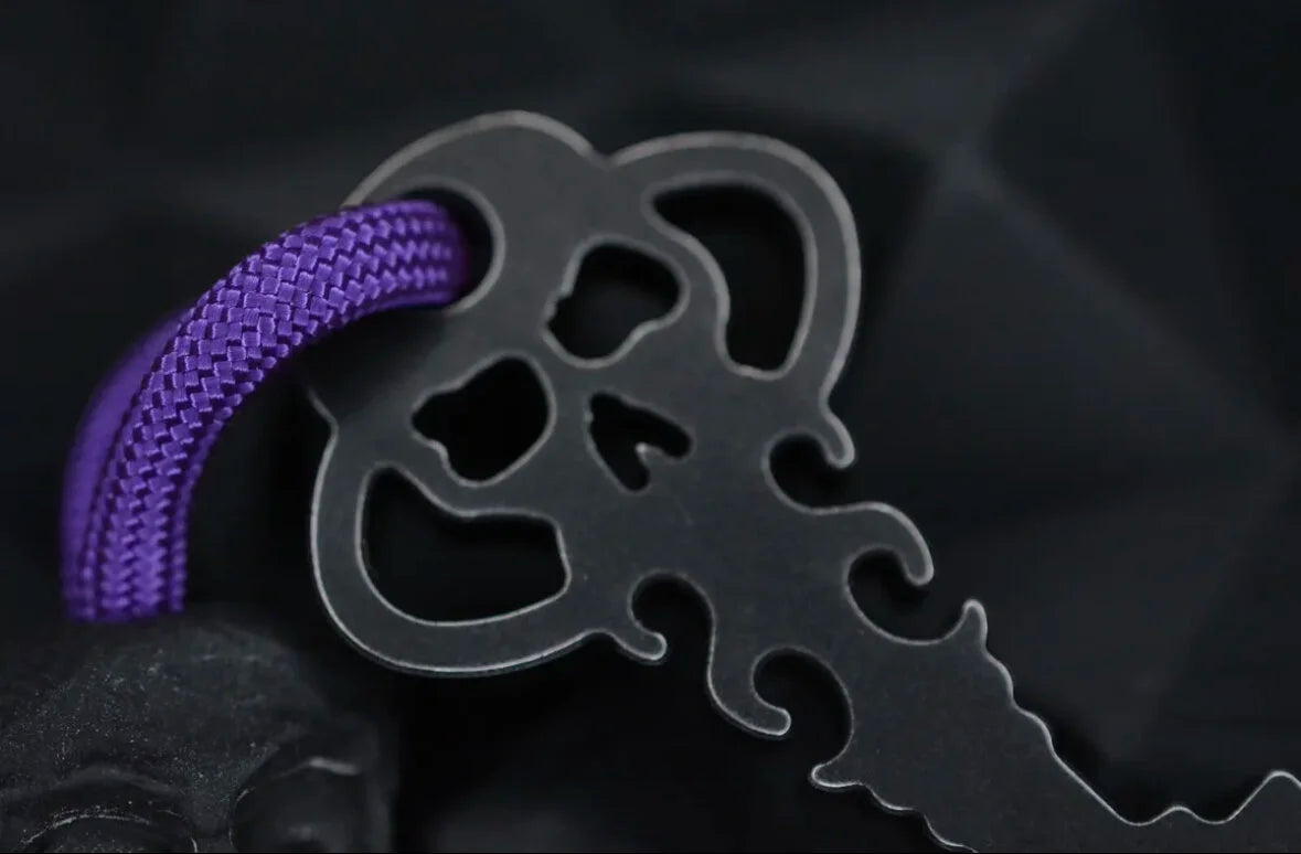 NEW Urban EDC Chaves Knives “Black Sabbath” Ti Pry Bar Anodized w/Skull Bead