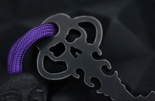 NEW Urban EDC Chaves Knives “Black Sabbath” Ti Pry Bar Anodized w/Skull Bead