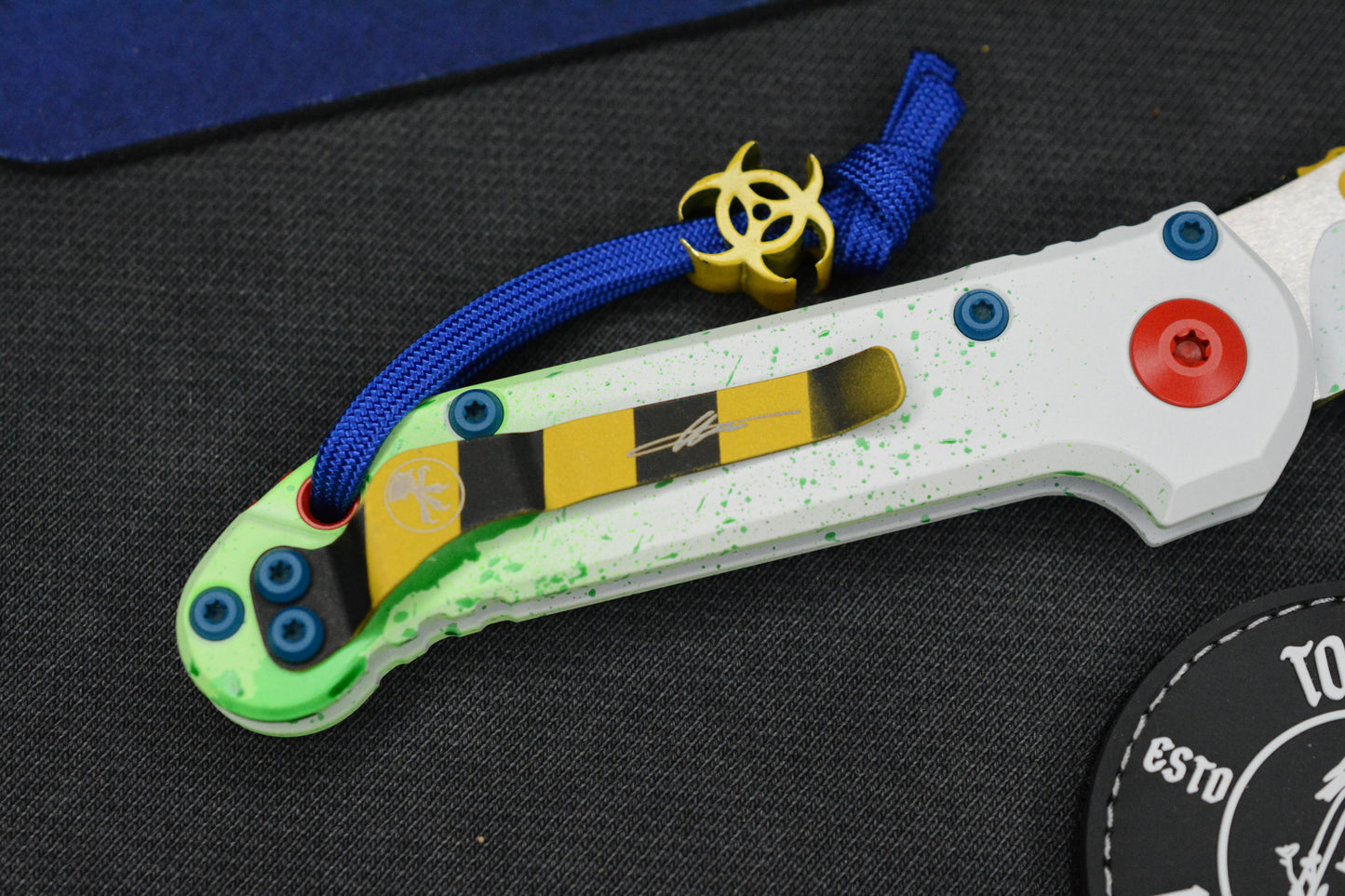 NEW Microtech LUDT Gen-III T/E - “Caution Tape” White Slime Ghostbuster Special Edition