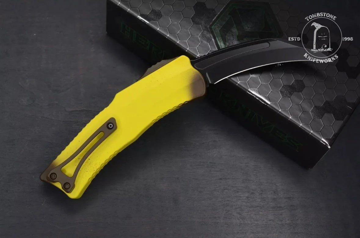Heretic Knives ROC D/A OTF Automatic Knife Stabnana Yellow (3" DLC)