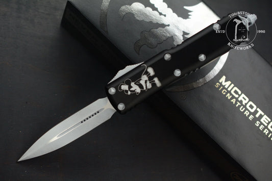 RARE Microtech UTX-85 D/E - Steamboat Willie Black/ White