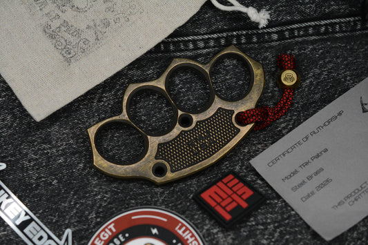 NEW Monkey Edge x RMJ Vintage Brass Patina Version Full Knuck Paperweight & Custom Bead