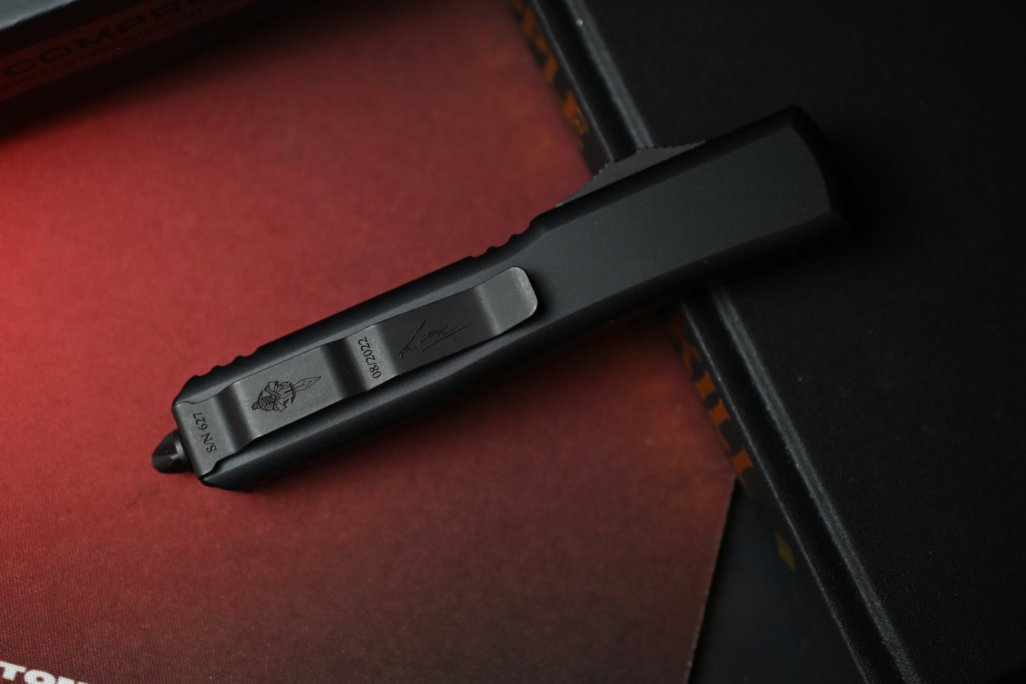 RARE Microtech Ultratech Hellhound Shadow - Black/ Black DLC 08/2022 SN 627