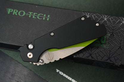 Custom Pro-Tech Strider PT Auto -  Black Handle 2-Tone Satin/Green Blade “The Gathering” #75 of 100