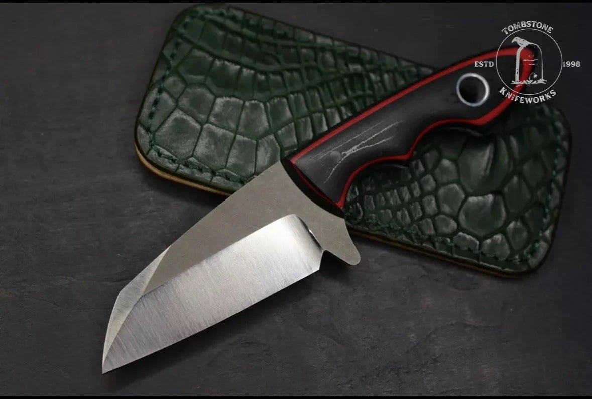 RARE Taylor Made Limekiln Micarta Hollow Grind Fixie w/Robertson Gator Sheath