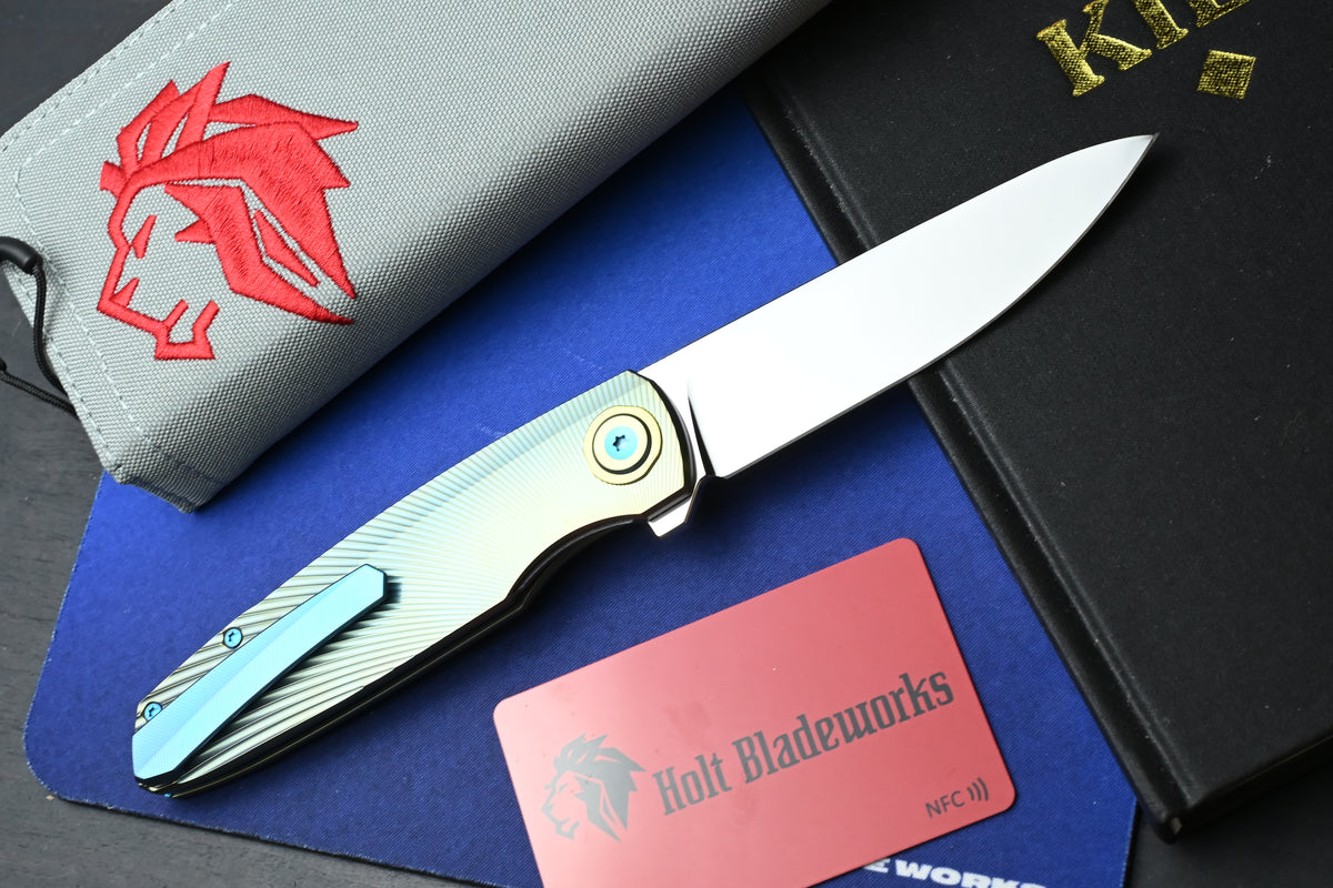 NEW Holt Bladeworks Outlaw - Ti Bent Sunburst Burnished /Near Mirror Bohler M390
