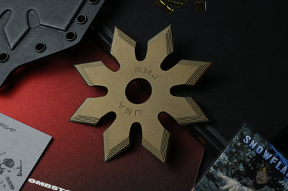 RARE RMJ Snowflake Ninja Throwing Star - Bronze Cerakote 1075 w/ Kydex Sheath