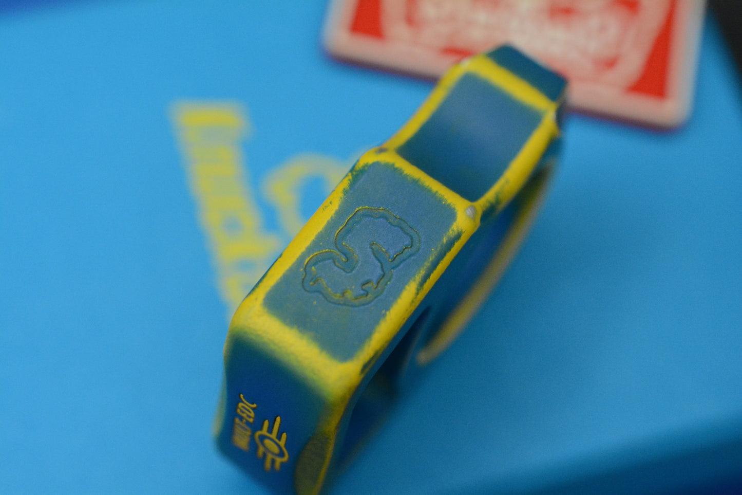 NEW Swampy EDC Aligator SFK - Fallout Special Edition - Blue / Yellow Cerakote w/ Patch & Bead
