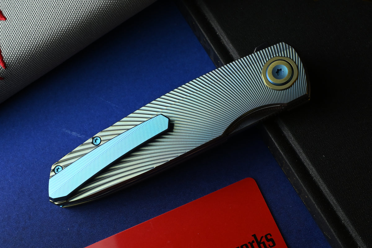 NEW Holt Bladeworks Outlaw - Ti Bent Sunburst Burnished /Near Mirror Bohler M390