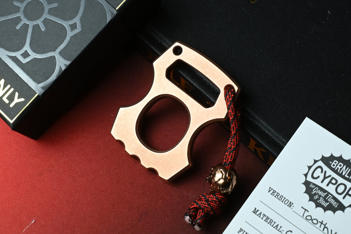 RARE BRNLY Toothy Cypop Copper - Rose Engraved Pocket Art w/ Copper Skull & COA