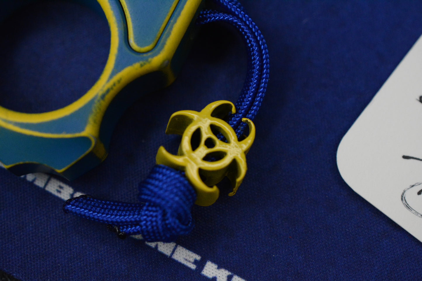 NEW Swampy EDC Aligator SFK - Fallout Special Edition - Blue / Yellow Cerakote w/ Patch & Bead
