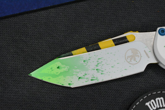 NEW Microtech LUDT Gen-III T/E - “Caution Tape” White Slime Ghostbuster Special Edition