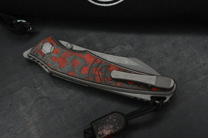 NEW Hawk Knives Talon M390 Ti Red Lava Flow Carbon Inlay w/ Custom Tombstone Bead