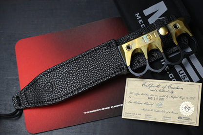 NEW Medford Trench Knife “Doughboy” Edition - 1095 Black Oxide / Brass Handles w/ COA & Black Leather Sheath (1 of 20)