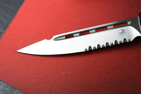 NEW Marfione Select Microtech HALO VII - Black Partially Serrated Clip Point SW