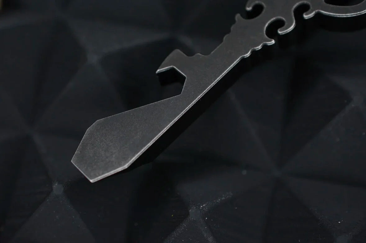 NEW Urban EDC Chaves Knives “Black Sabbath” Ti Pry Bar Anodized w/Skull Bead