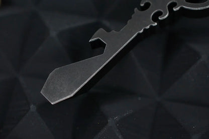 NEW Urban EDC Chaves Knives “Black Sabbath” Ti Pry Bar Anodized w/Skull Bead