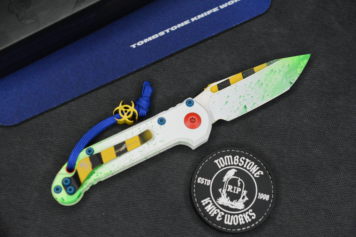 NEW Microtech LUDT Gen-III T/E - “Caution Tape” White Slime Ghostbuster Special Edition