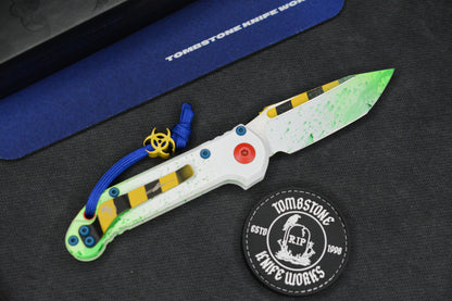 NEW Microtech LUDT Gen-III T/E - “Caution Tape” White Slime Ghostbuster Special Edition