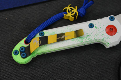 NEW Microtech LUDT Gen-III S/E - “Caution Tape” White Slime Ghostbuster Special Edition