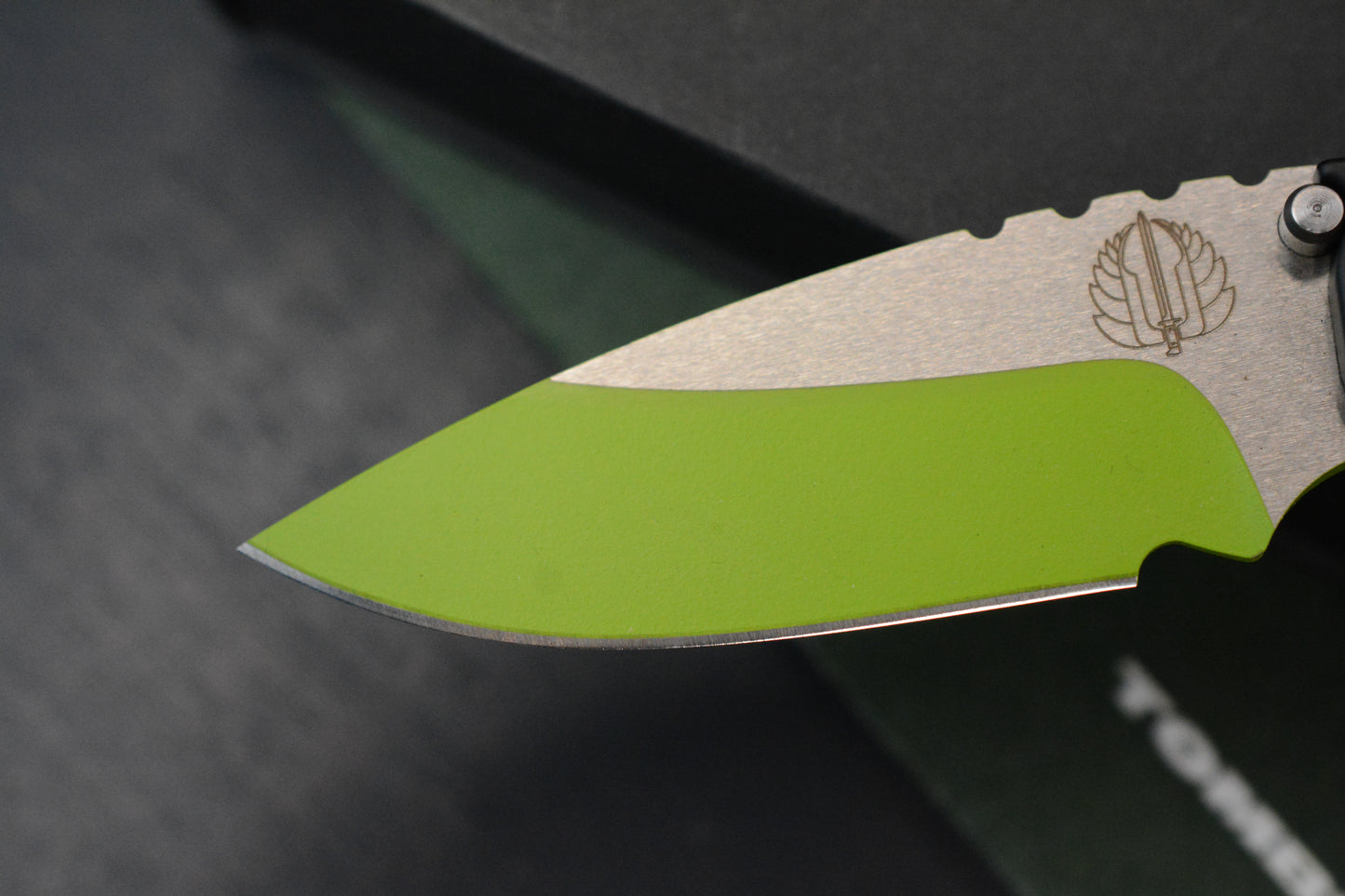Custom Pro-Tech Strider PT Auto -  Black Handle 2-Tone Satin/Green Blade “The Gathering” #75 of 100