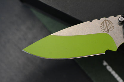 Custom Pro-Tech Strider PT Auto -  Black Handle 2-Tone Satin/Green Blade “The Gathering” #75 of 100