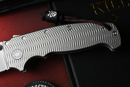 RARE Demko AD20 XXX - Full Ti Textured  / CPM3V Clip Point w/ Poison Bead