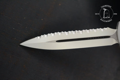 Microtech Ultratech D/E Storm Trooper White Deep Engraved Full Serrated SnN 044