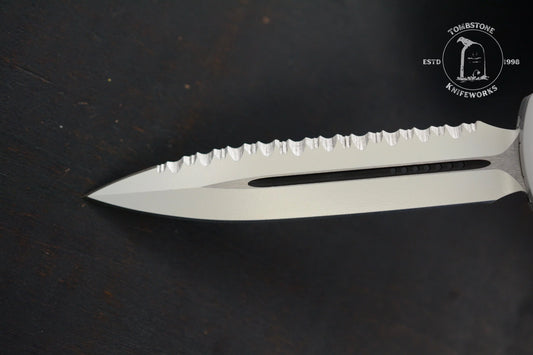 Microtech Ultratech D/E Storm Trooper White Deep Engraved Full Serrated SnN 044