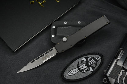 RARE Microtech Halo II Black S/E 154CM 04/1998 w/ Kydex Sheath & Patch