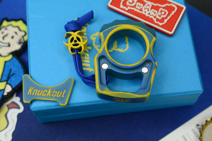 NEW Swampy EDC Aligator SFK - Fallout Special Edition - Blue / Yellow Cerakote w/ Patch & Bead