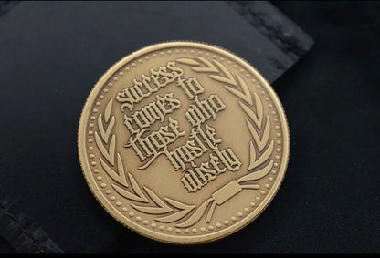 NEW Marfione Custom Knives Custom Antique Bronze Hustle Challenge Coin w/ Pouch