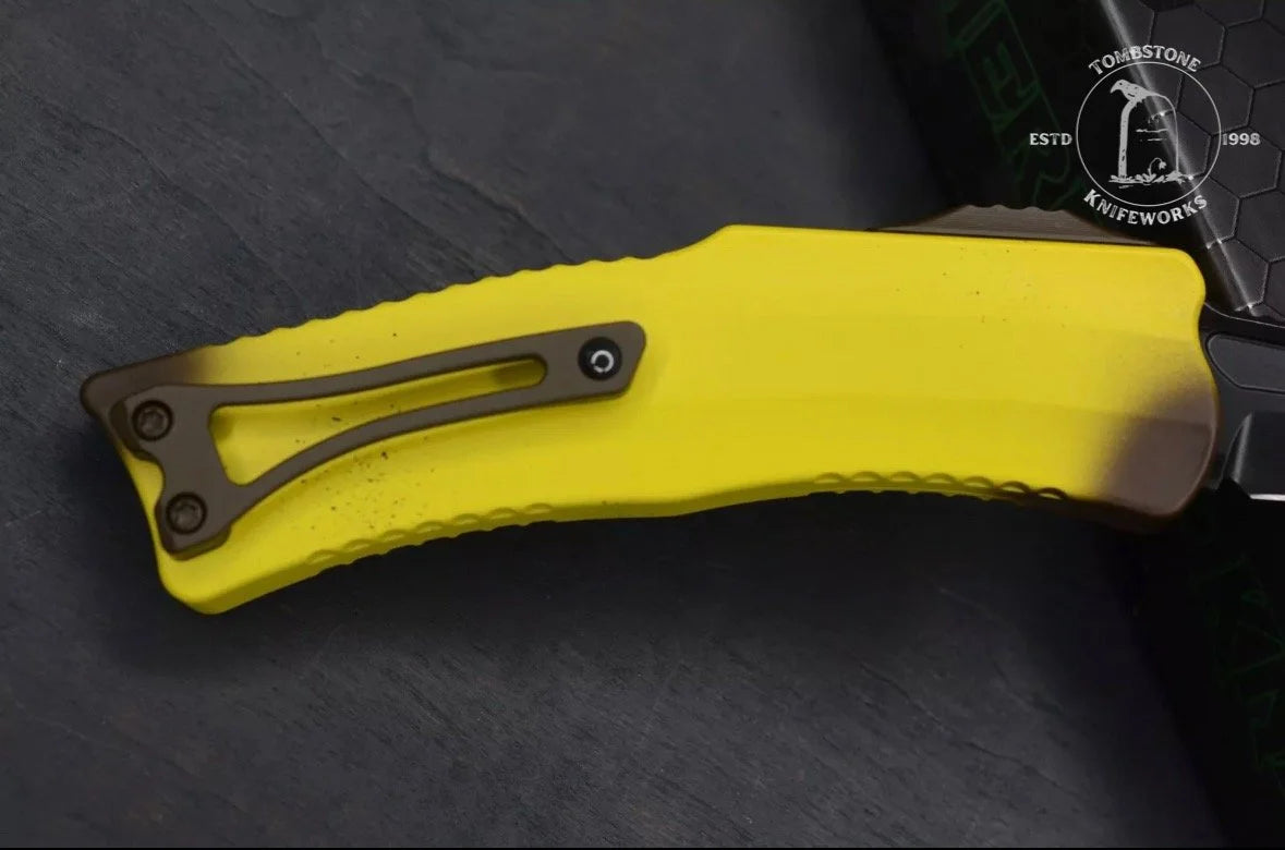 Heretic Knives ROC D/A OTF Automatic Knife Stabnana Yellow (3" DLC)