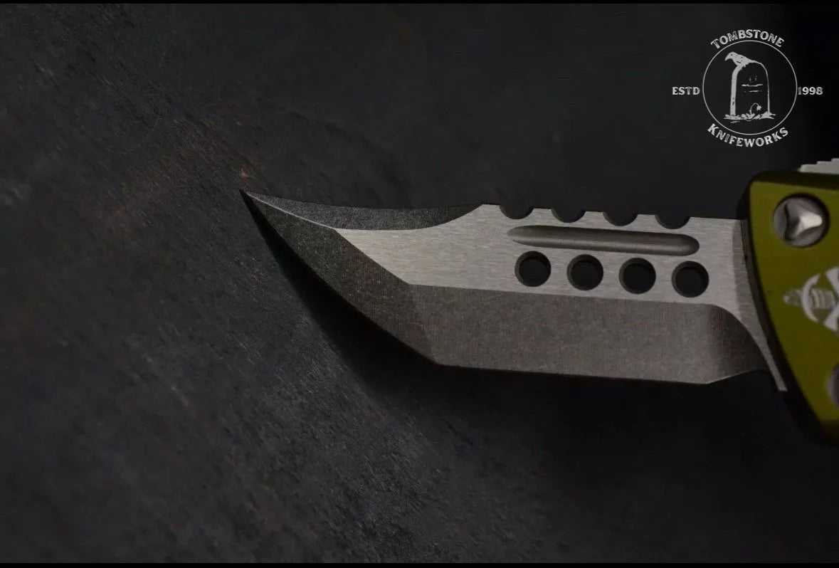 Microtech Mini Troodon OTF Hellhound Blade OD Green