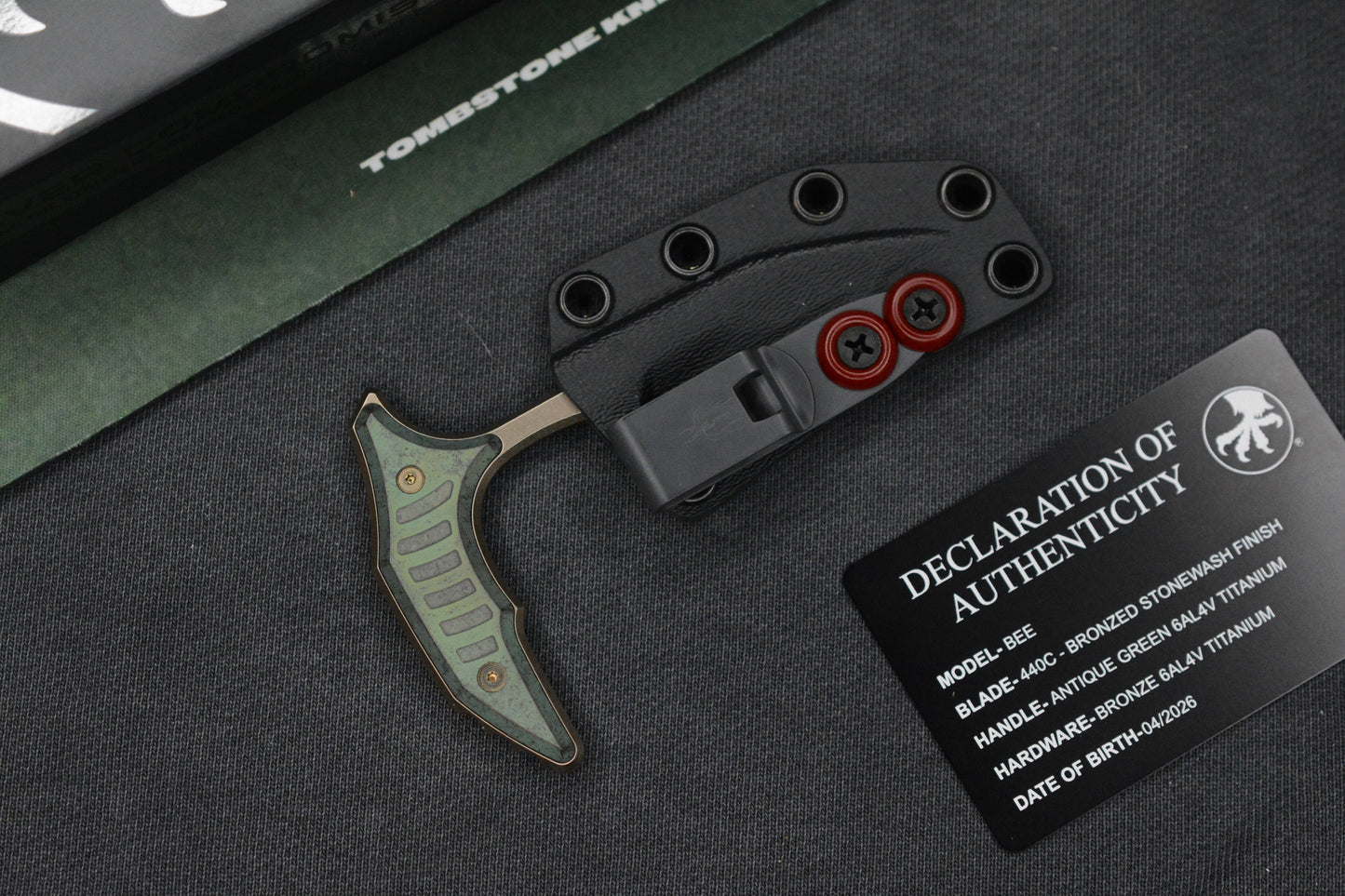 NEW Microtech Bee Push Dagger - Bronze Ano 440C / Antique Green Ti