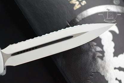Microtech Ultratech D/E Storm Trooper White Deep Engraved Full Serrated SnN 044