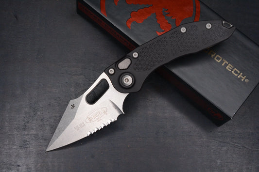 Microtech Stitch Auto - Stonewash Partial Serrated S/E 02/2022