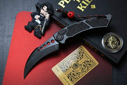 NEW Microtech Hawk Auto SHADOW Black w/ Playge Bead & Wick Pack