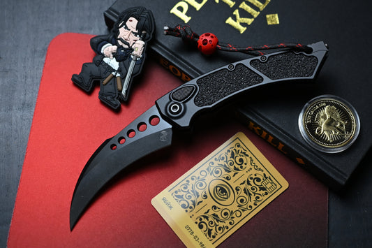 NEW Microtech Hawk Auto SHADOW Black w/ Playge Bead & Wick Pack