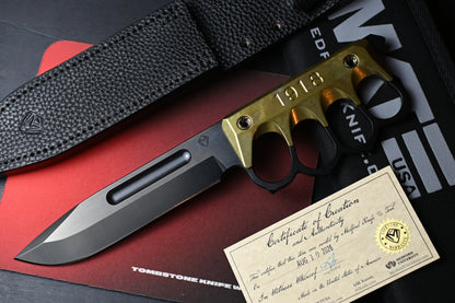 NEW Medford Trench Knife “Doughboy” Edition - 1095 Black Oxide / Brass Handles w/ COA & Black Leather Sheath (1 of 20)