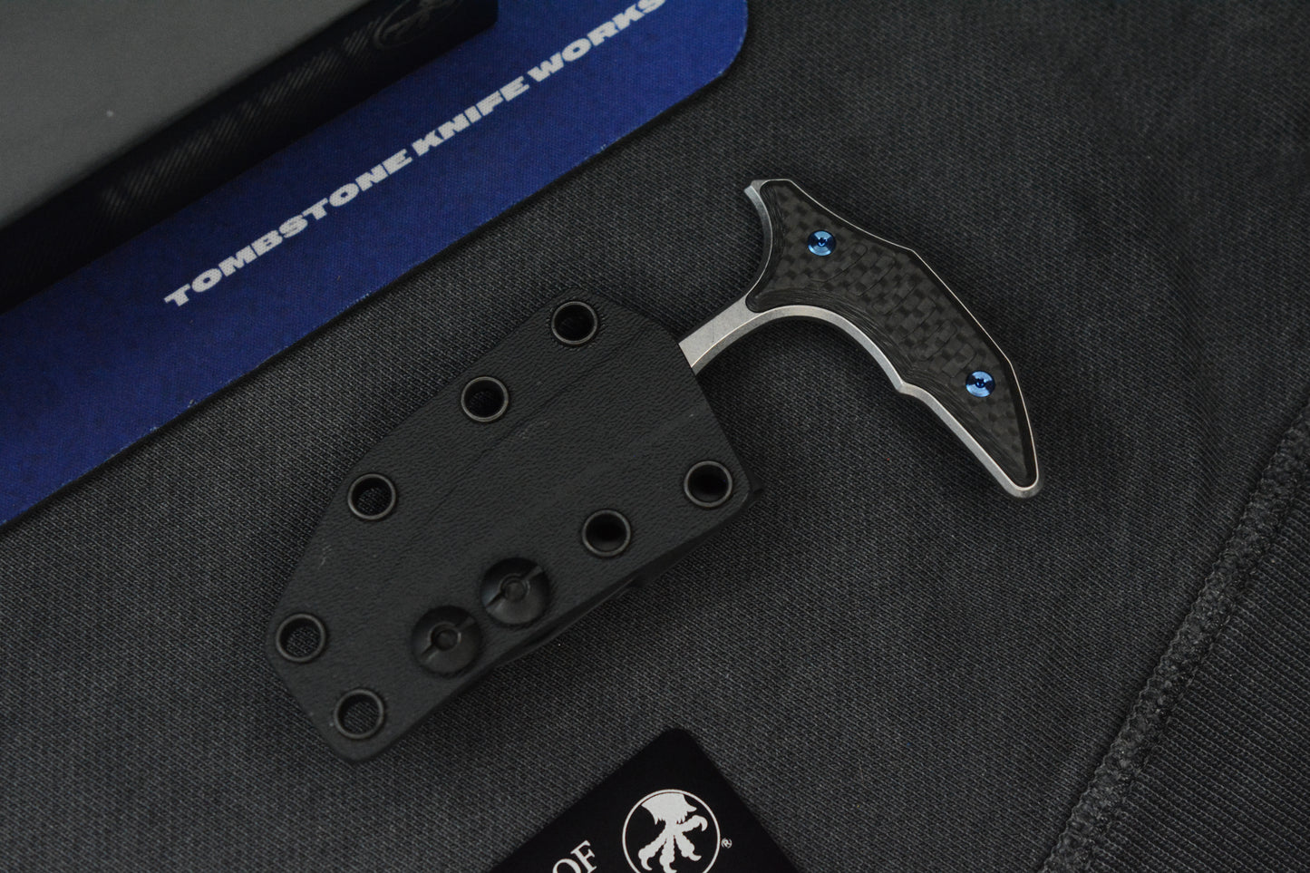 NEW Microtech x Bastinelli Bee SW Non Serr / Carbon Fiber / Blue Ti HDW Marfione Selects w/COA