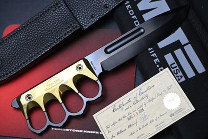 NEW Medford Trench Knife “Doughboy” Edition - 1095 Black Oxide / Brass Handles w/ COA & Black Leather Sheath (1 of 20)