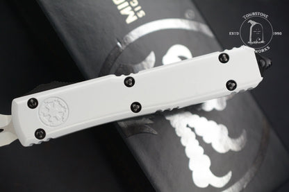 Microtech Ultratech D/E Storm Trooper White Deep Engraved Full Serrated SnN 044